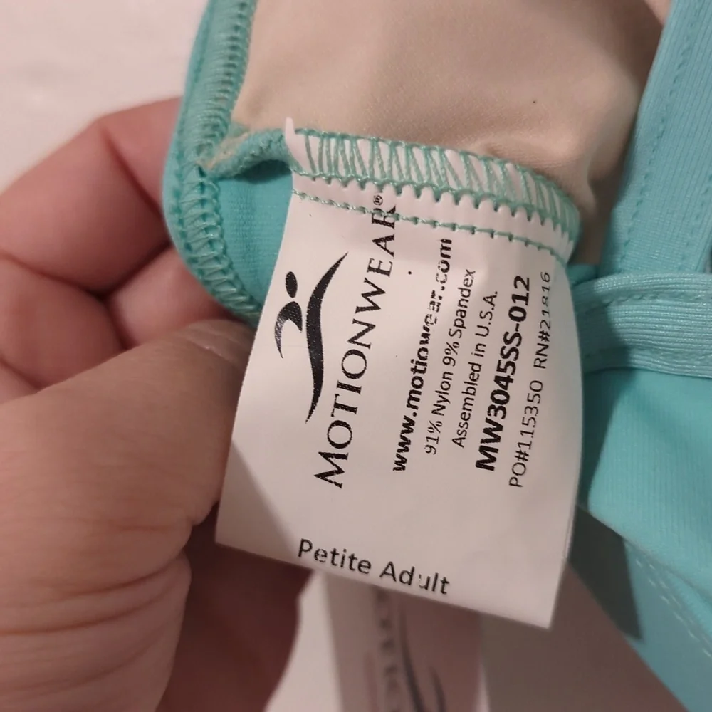 New Motionwear Zip Halter Dance Cheer Yoga Bra Top - Teal Sea Green Aqua size XS - Picture 3 of 3
